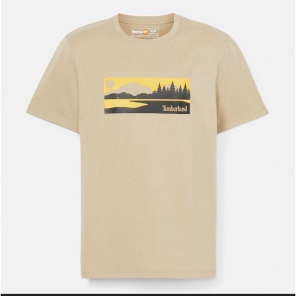 Timberland Nature Graphic Short Sleeve Tee Sz Medium Regular fit Lemon Pepper - Picture 1 of 10